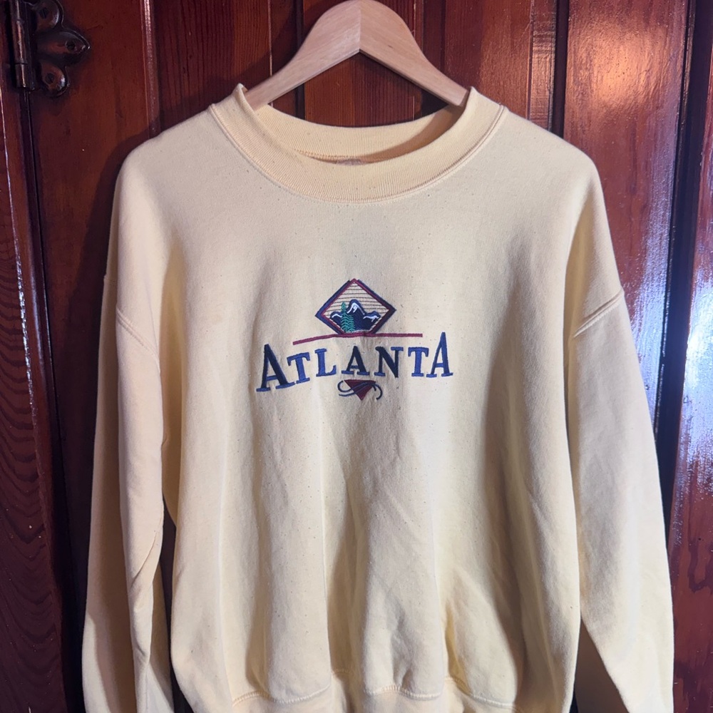 Gildan Yellow Atlanta Graphic Crewneck Sweater